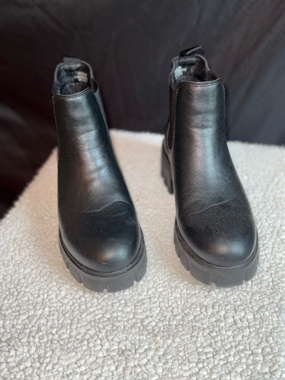 Black Chunky Chelsea Booties for Women